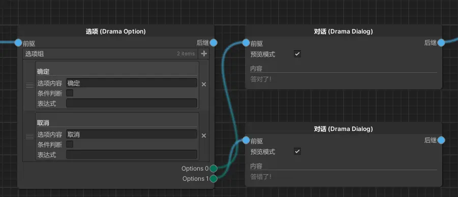 如 Options 0 和 Options 1 两个端口